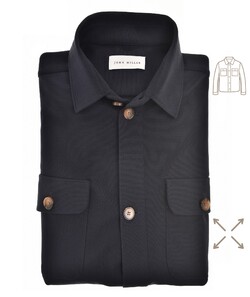 John Miller Stretch Cotton Blend Overshirt Dark Evening Blue