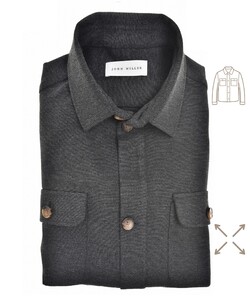 John Miller Stretch Cotton Blend Overshirt Dark Gray