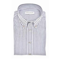 John Miller Striped Button-Down Oxford Overhemd Donker Blauw