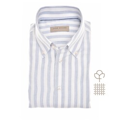John Miller Striped Cotton Flanel Button-Down Overhemd Licht Blauw