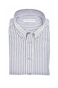 John Miller Striped Pure Cotton Oxford Button-Down Overhemd Donker Blauw