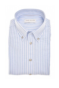 John Miller Striped Pure Cotton Oxford Button-Down Overhemd Licht Blauw