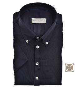 John Miller Tailored Fit Button Down Short Sleeve Hyperstretch Polo Zwart