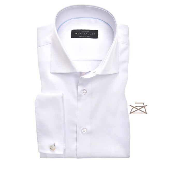 John Miller Tailored French Cuff Longer Sleeve Overhemd Wit