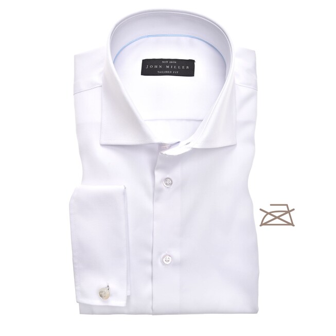 John Miller Tailored French Cuff Non Iron Overhemd Wit