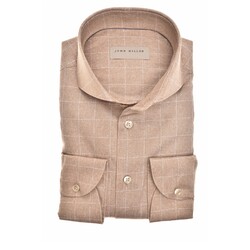 John Miller Tailored Herringbone Check Overhemd Bruin