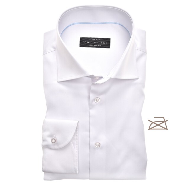 John Miller Tailored Longer Sleeve Non Iron Overhemd Wit