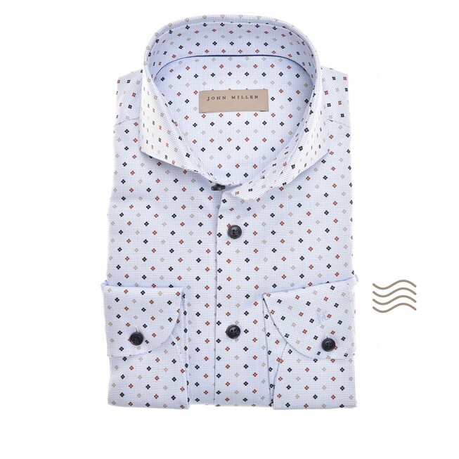 John Miller Tailored Medallion Grid Overhemd Licht Blauw