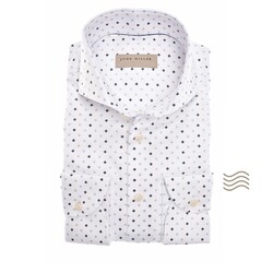 John Miller Tailored Medallion Grid Overhemd Wit