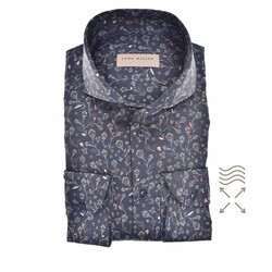 John Miller Tailored Petal Pattern Shirt Dark Evening Blue