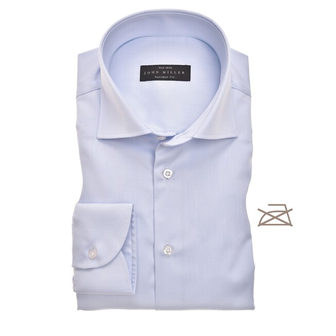 John Miller Tailored Uni Non Iron Overhemd Licht Blauw