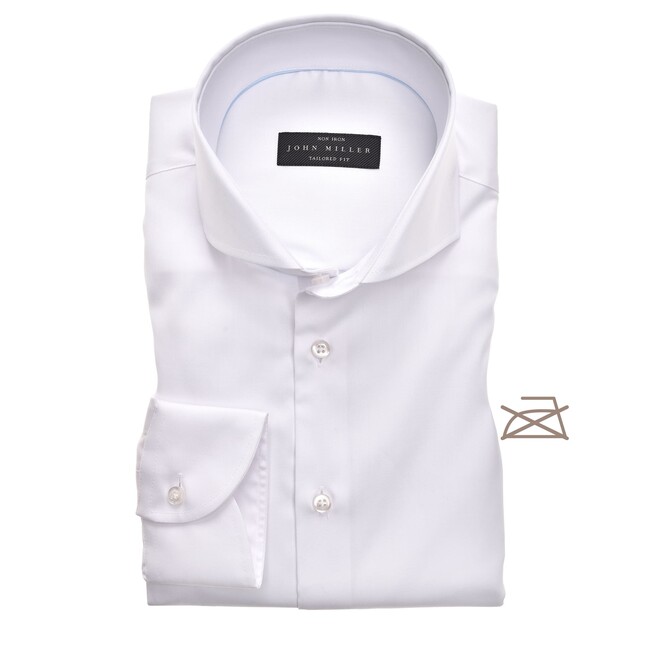John Miller Tailored Uni Non Iron Overhemd Wit