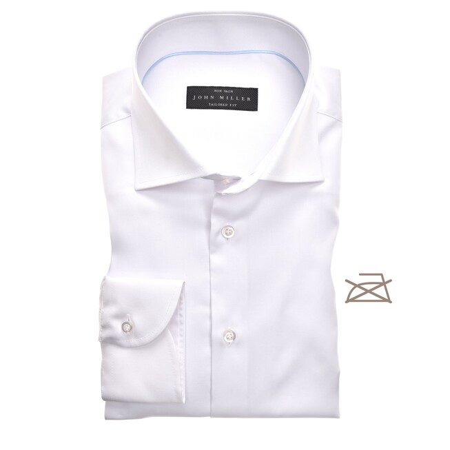 John Miller Tailored Uni Non Iron Overhemd Wit