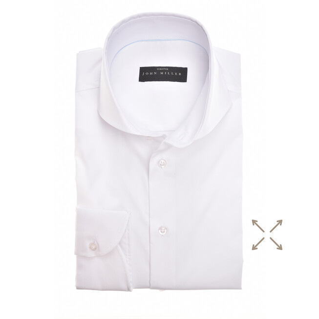 John Miller Tailored Uni Stretch Overhemd Wit