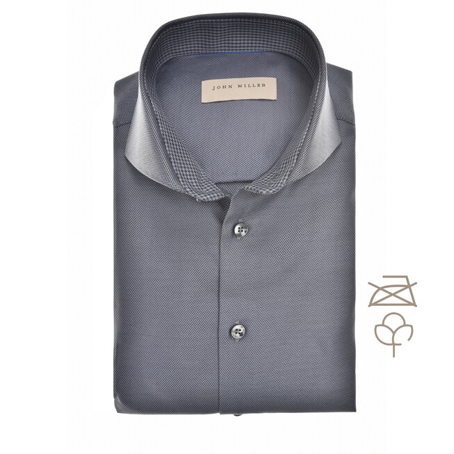 John Miller Textured Perfection Shirt Overhemd Donker Grijs