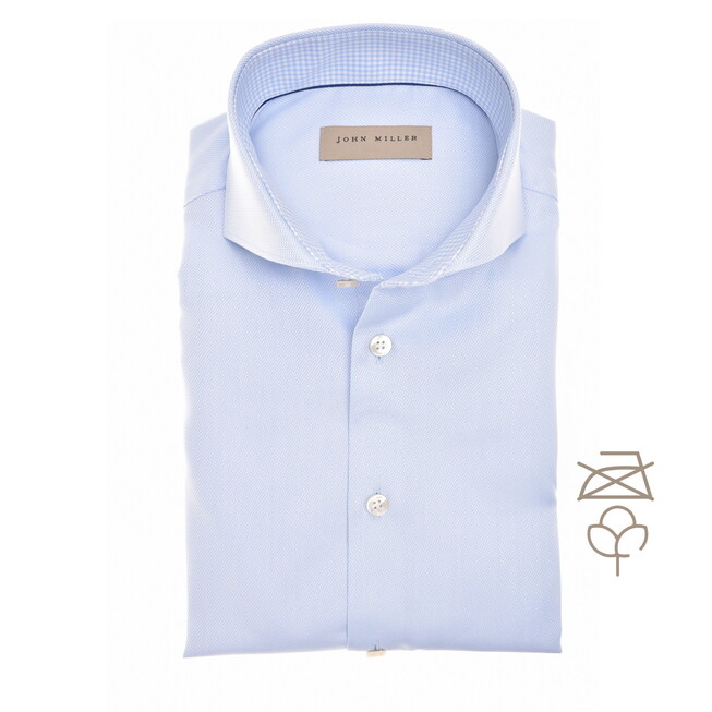 John Miller Textured Perfection Shirt Overhemd Licht Blauw