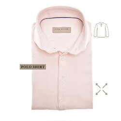 John Miller The Miller Long Sleeve Hyperstretch Poloshirt Licht Roze