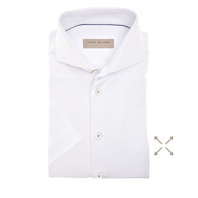 John Miller The Miller Short Sleeve Hyperstretch Shirt Overhemd Wit