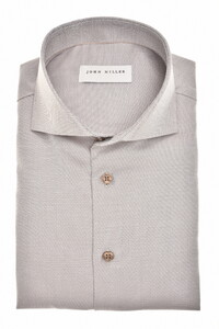John Miller Uni Color Cotton Non-Iron Wide-Spread Collar Overhemd Midden Bruin