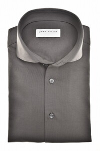 John Miller Uni Color Wide-Spread Collar Cotton Jersey Overhemd Donker Groen