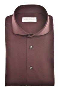 John Miller Uni Color Wide-Spread Collar Cotton Jersey Overhemd Donker Rood