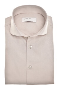 John Miller Uni Color Wide-Spread Collar Cotton Jersey Overhemd Zand