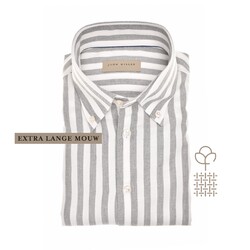 John Miller Vertical Stripe Cotton Flanel Overhemd Midden Grijs