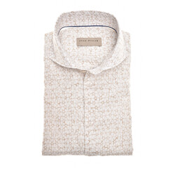 John Miller Vintage Duo-Tone Linen Blend Overhemd Licht Bruin