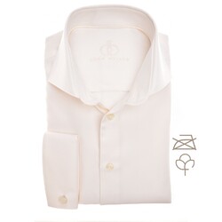 John Miller Wide-Spread Double Cuff Cotton Non-Iron Fine Texture Overhemd Antiekwit