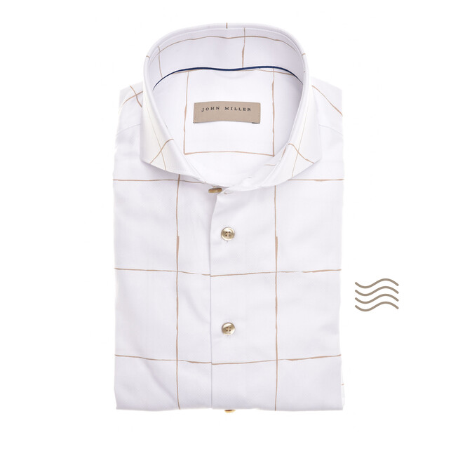 John Miller Windowpane Shirt Overhemd Wit