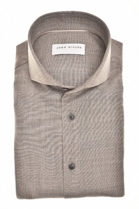 John Miller Wool Blend Stretch Cutaway Collar Overhemd Midden Bruin