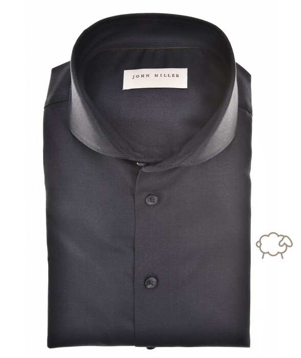 John Miller Wool Mix Performance Shirt Overhemd Donker Blauw