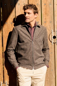 John Miller Zip Overshirt Wool Fabric Blend Donker Bruin