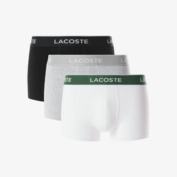 Lacoste 3-Pack Cotton Stretch Trunk Underwear Black-White-Silver