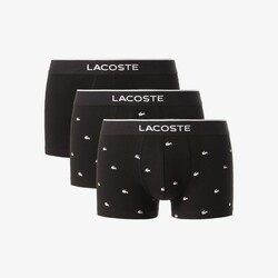 Lacoste 3Pack Stretch Trunk Crocodile Details Ondermode Zwart