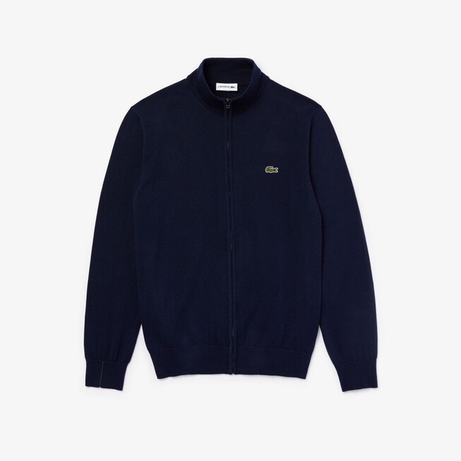 Lacoste High Neck Zip Cardigan Vest Navy Blue