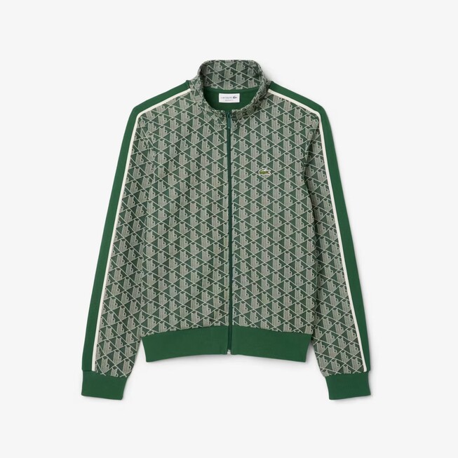 Lacoste Paris Jacquard Fantasy Pattern Cardigan Green-Sinople