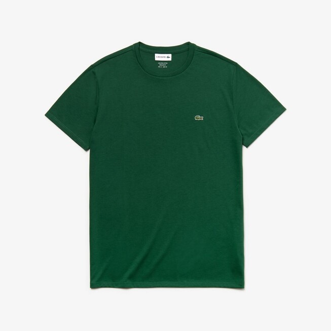 Lacoste Premium Fine Pima Cotton Jersey Crew Neck Croc Emblem T-Shirt Green