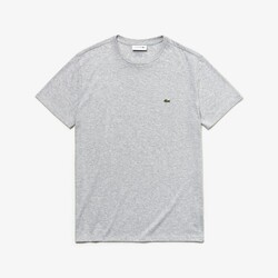 Lacoste Premium Fine Pima Cotton Jersey Crew Neck Croc Emblem T-Shirt Silver Chine