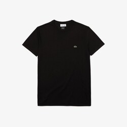Lacoste Premium Fine Pima Cotton Jersey Crew Neck Croc Emblem T-Shirt Zwart