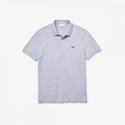 Lacoste Smart Paris Stretch Cotton Piqué Hidden Button Placket Polo Silver Chine