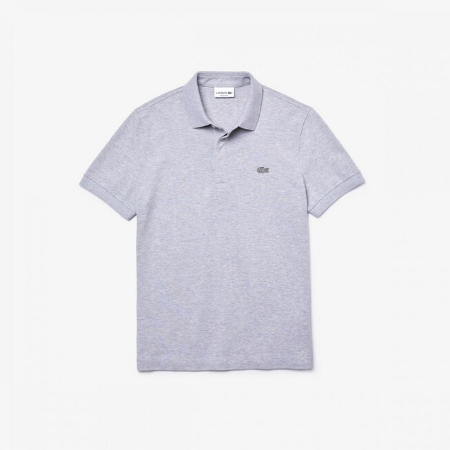 Lacoste Smart Paris Stretch Cotton Piqué Hidden Button Placket Polo Silver Chine