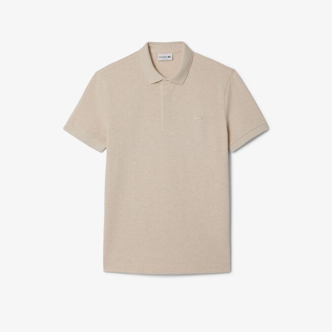 Lacoste Smart Paris Stretch Cotton Piqué Hidden Button Placket Poloshirt Moon Chine