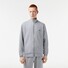 Lacoste Sweat Zipper Organic Brushed Cotton Blend Fleece Uni Color Cardigan Silver Chine