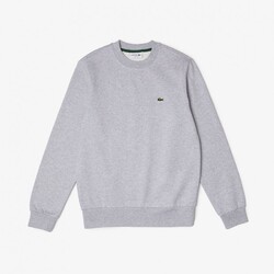 Lacoste Sweatshirt Crew Neck Uni Color Brushed Organic Cotton Fleece Pullover Silver Chine