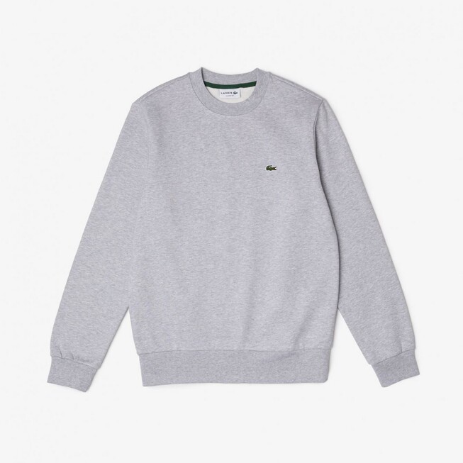 Lacoste Sweatshirt Crew Neck Uni Color Brushed Organic Cotton Fleece Trui Silver Chine