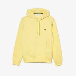 Lacoste Sweatshirt Hoodie Brushed Organic Cotton Fleece Kangaroo Pockets Trui Geel