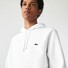 Lacoste Sweatshirt Hoodie Brushed Organic Cotton Fleece Kangaroo Pockets Trui Wit