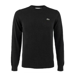 Lacoste Uni Color Crew Neck Cotton Blend Knit Pullover Black