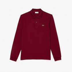 Lacoste Uni Color Long Sleeve Classic Cotton Piqué Polo Bordeaux Red